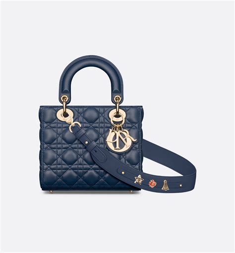 Small Lady Dior My ABCDior Bag Deep Ocean Blue Cannage 